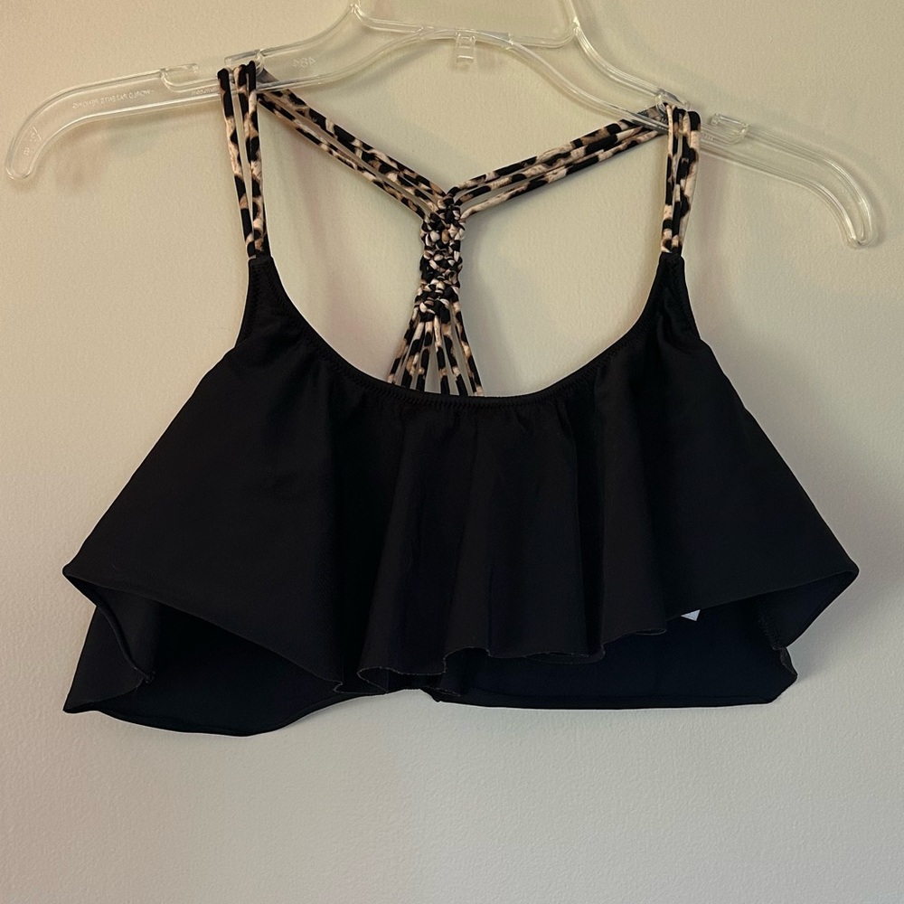 VS PINK Leopard Flounce Swim Top - Size M